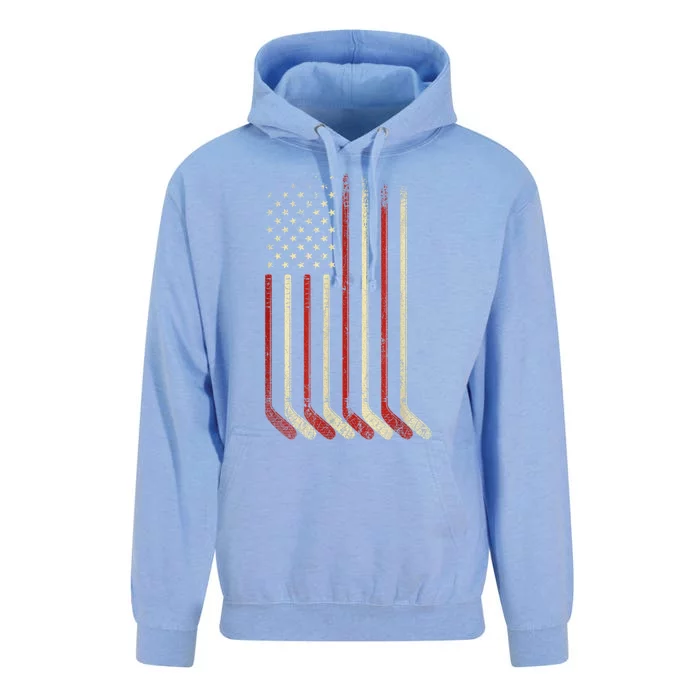 US Flag Patriotic American Hockey Player Ice Hockey Unisex Surf Hoodie