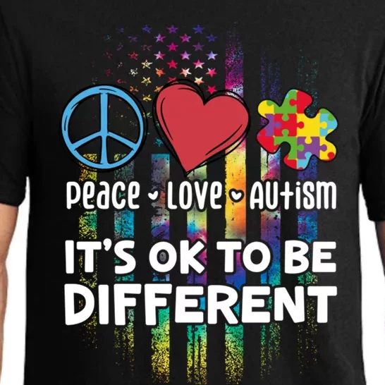 Usa For Peace Love Autism ItS Ok To Be Different Gift Pajama Set