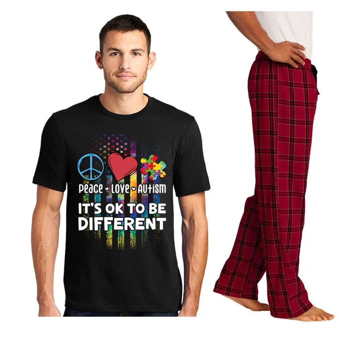 Usa For Peace Love Autism ItS Ok To Be Different Gift Pajama Set