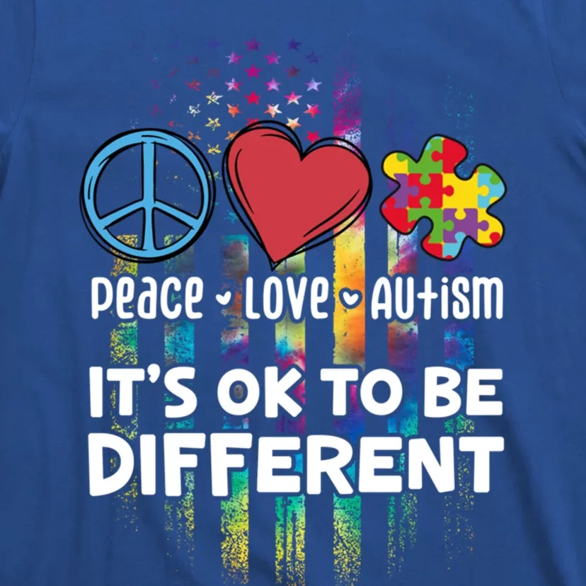 Usa For Peace Love Autism ItS Ok To Be Different Gift T-Shirt