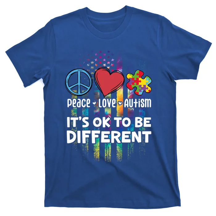 Usa For Peace Love Autism ItS Ok To Be Different Gift T-Shirt