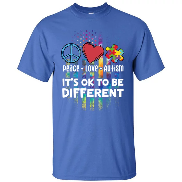 Usa For Peace Love Autism ItS Ok To Be Different Gift Tall T-Shirt