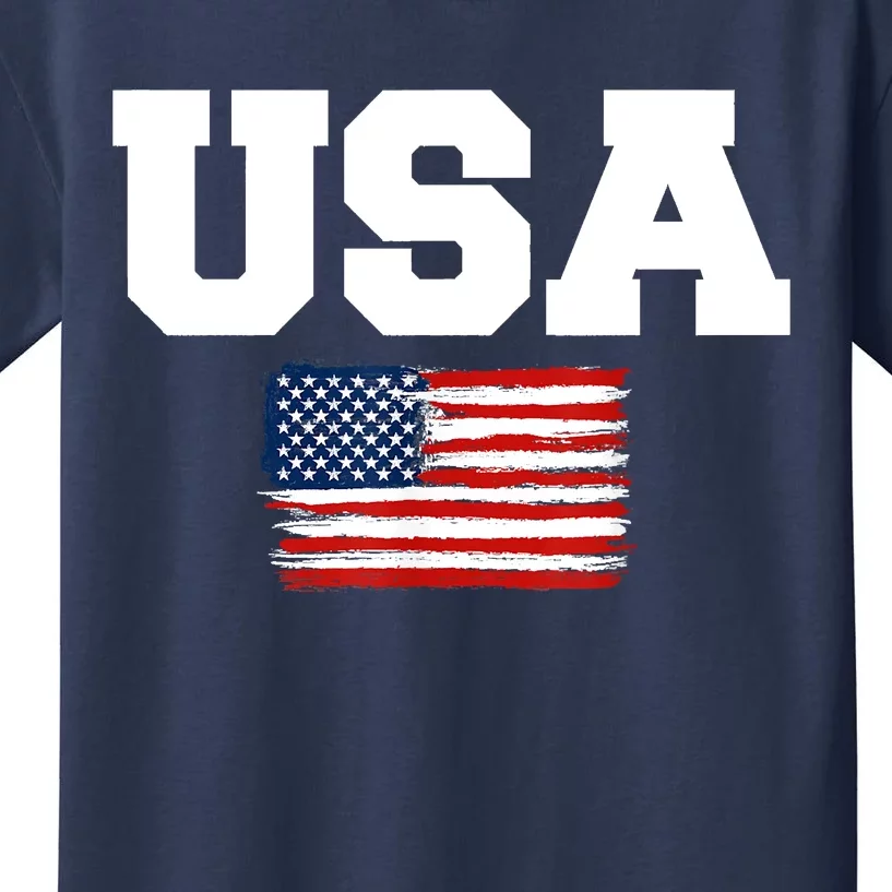 USA Flag Patriotic 4th Of July America Day Of Independence Kids T-Shirt