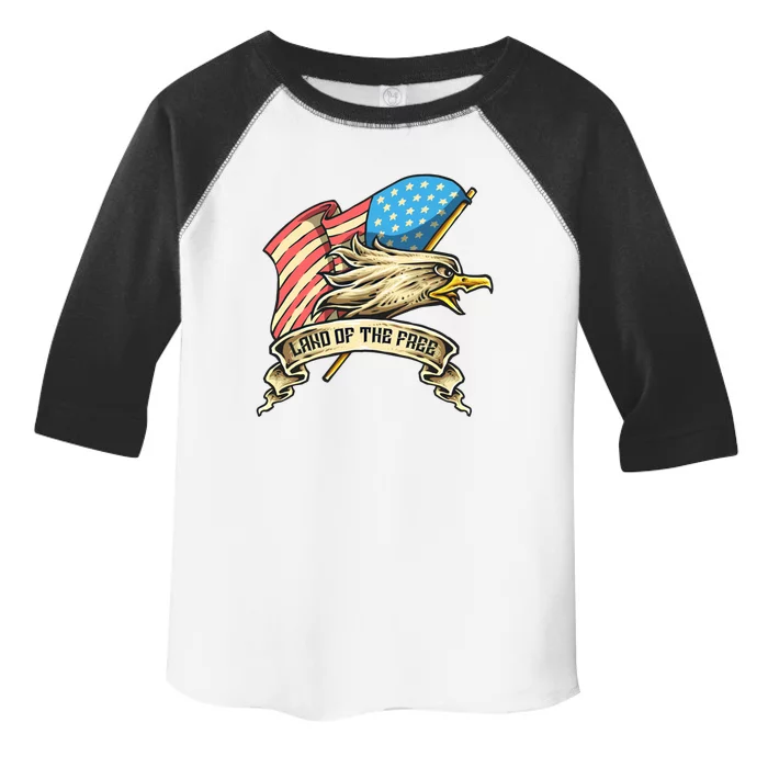 Us Flag Patriotic Eagle Land Of The Free Military Army Retro Gift Toddler Fine Jersey T-Shirt