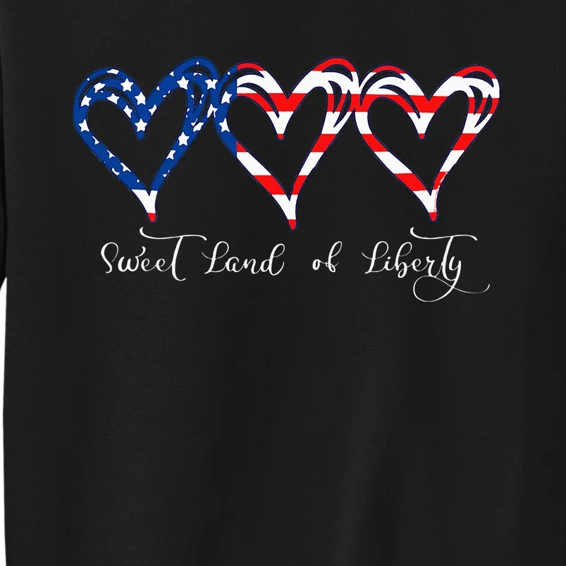 USA Flag Patriotic Hearts 4th of July Sweet Land of Liberty Sweatshirt