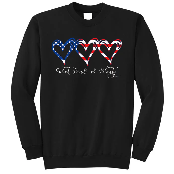 USA Flag Patriotic Hearts 4th of July Sweet Land of Liberty Sweatshirt