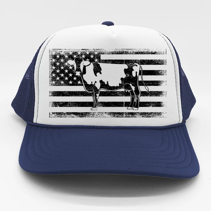 Us Flag Patriotic Farmer Farm Animal Lover Gift Farming Cow Great Gift Trucker Hat