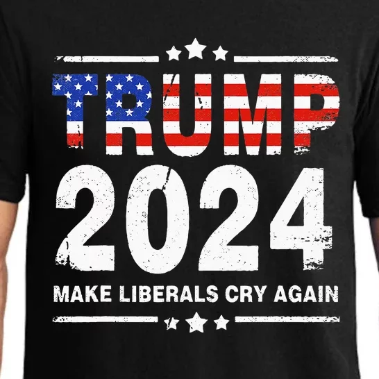 USA Flag President Trump 2024 Make Liberals Cry Again Funny Pajama Set