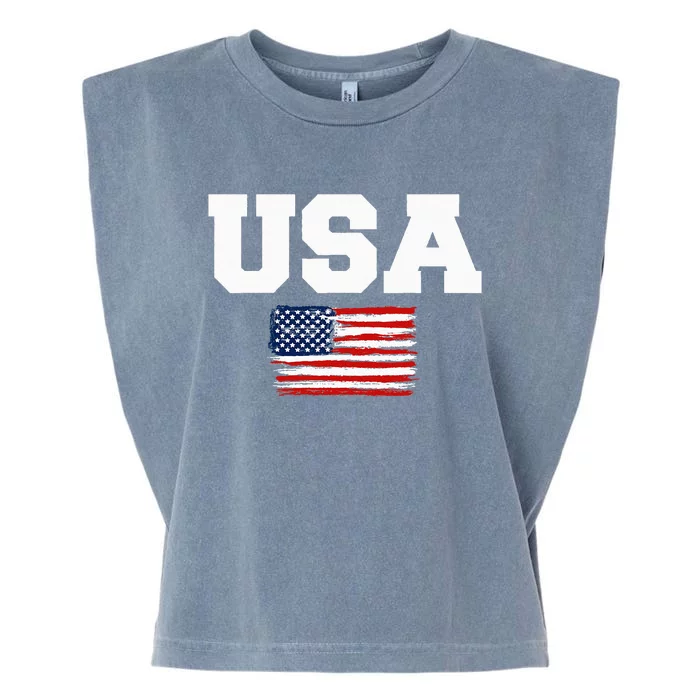 USA Flag Patriotic 4th of July America day of Independence Garment-Dyed Women's Muscle Tee