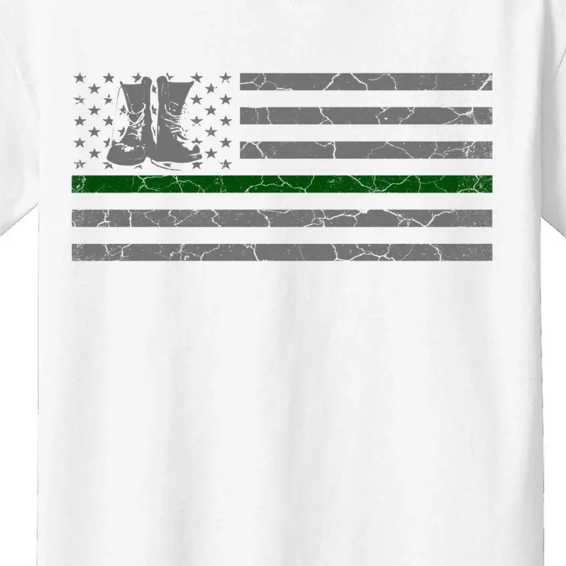 Us Flag Patriotic Army Boots Kids T-Shirt