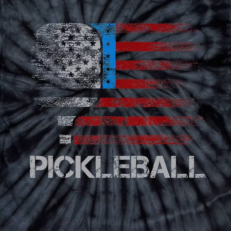 Us Flag Pickleball Player Paddleball Lover Tie-Dye T-Shirt