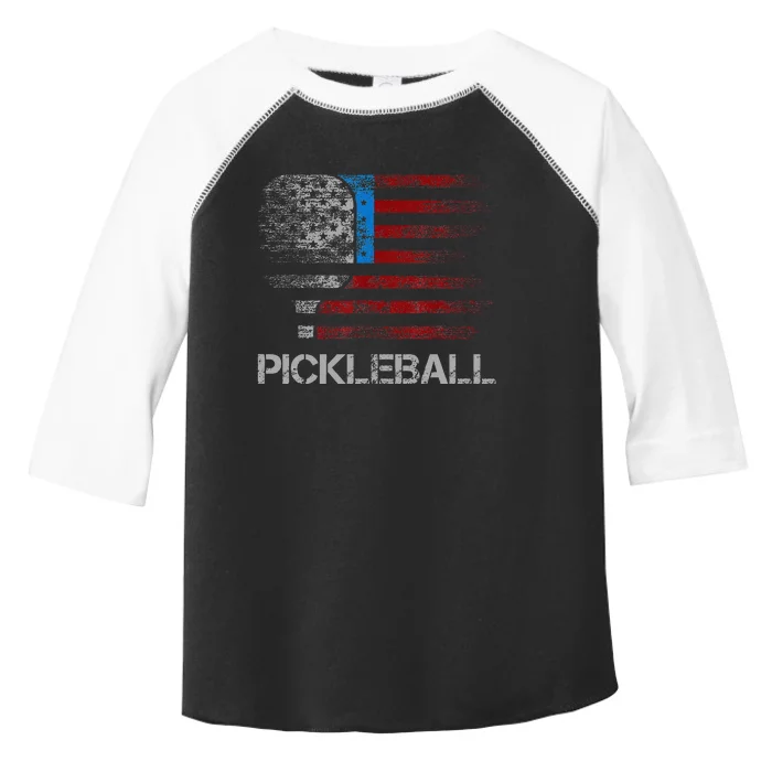 Us Flag Pickleball Player Paddleball Lover Toddler Fine Jersey T-Shirt