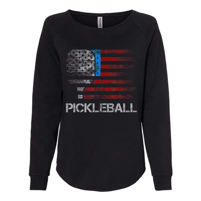 Us Flag Pickleball Player Paddleball Lover Womens California Wash Sweatshirt