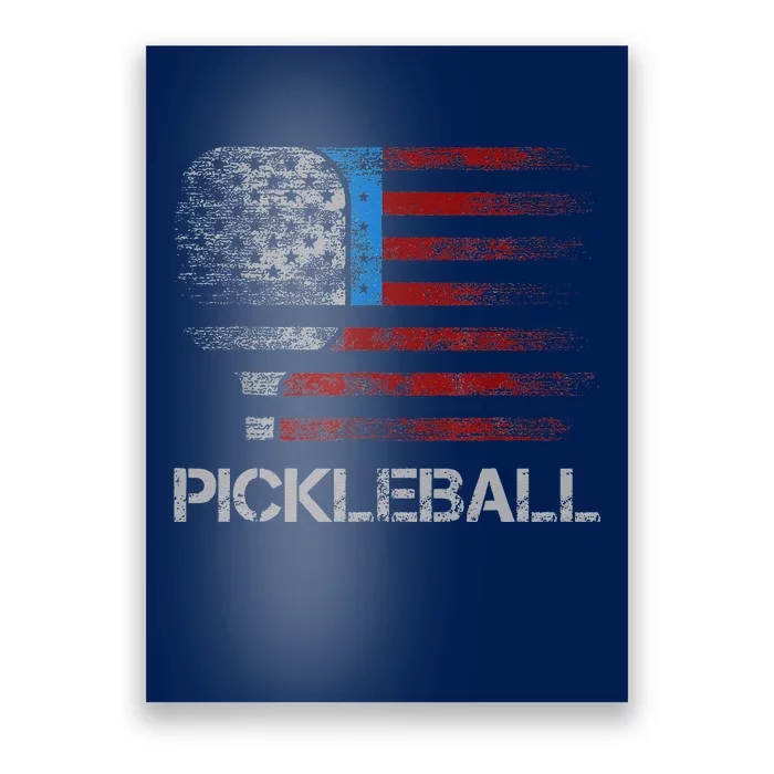 Us Flag Pickleball Player Paddleball Lover Poster