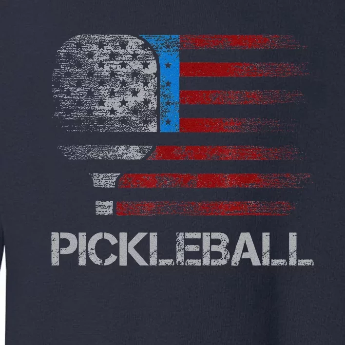 Us Flag Pickleball Player Paddleball Lover Toddler Sweatshirt