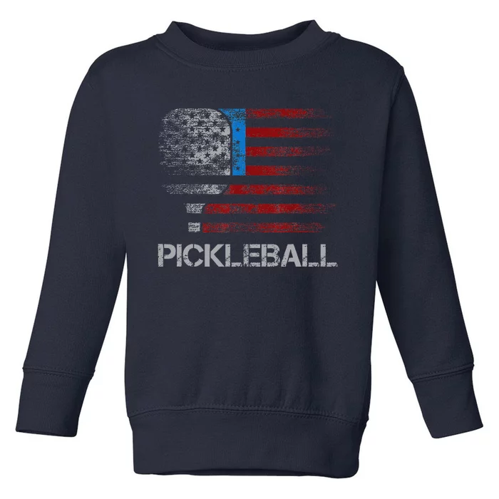 Us Flag Pickleball Player Paddleball Lover Toddler Sweatshirt