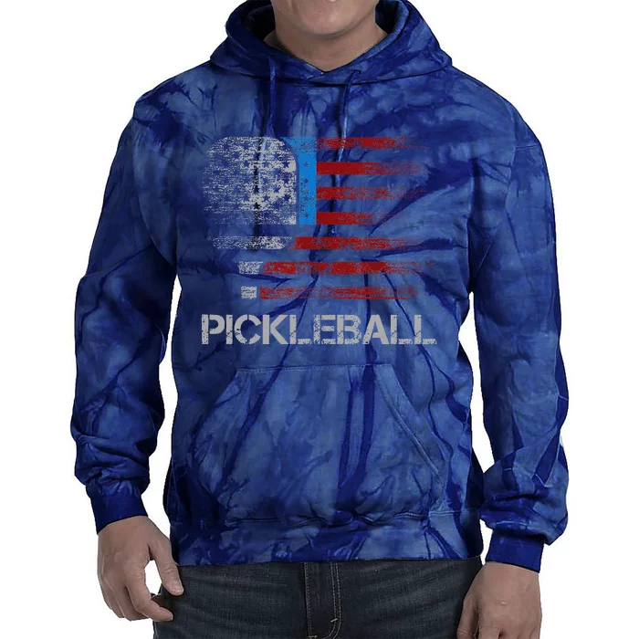 Us Flag Pickleball Player Paddleball Lover Tie Dye Hoodie