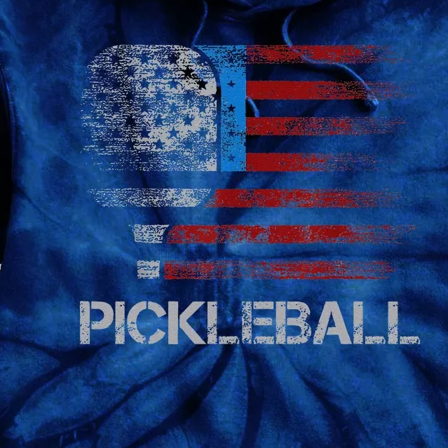 Us Flag Pickleball Player Paddleball Lover Tie Dye Hoodie