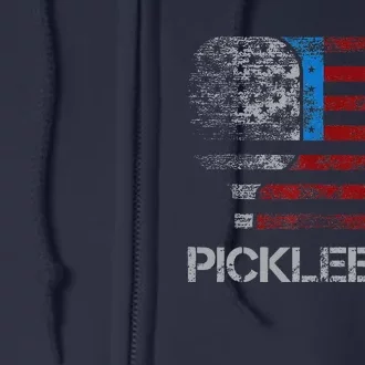 Us Flag Pickleball Player Paddleball Lover Full Zip Hoodie