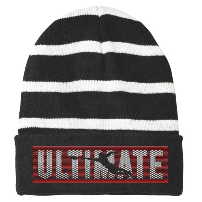 Ultimate Frisbee Player Disc Golf Striped Beanie with Solid Band