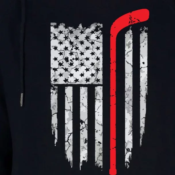 US Flag Patriotic American Hockey Player Ice Hockey Womens Funnel Neck Pullover Hood