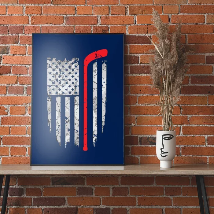 US Flag Patriotic American Hockey Player Ice Hockey Poster