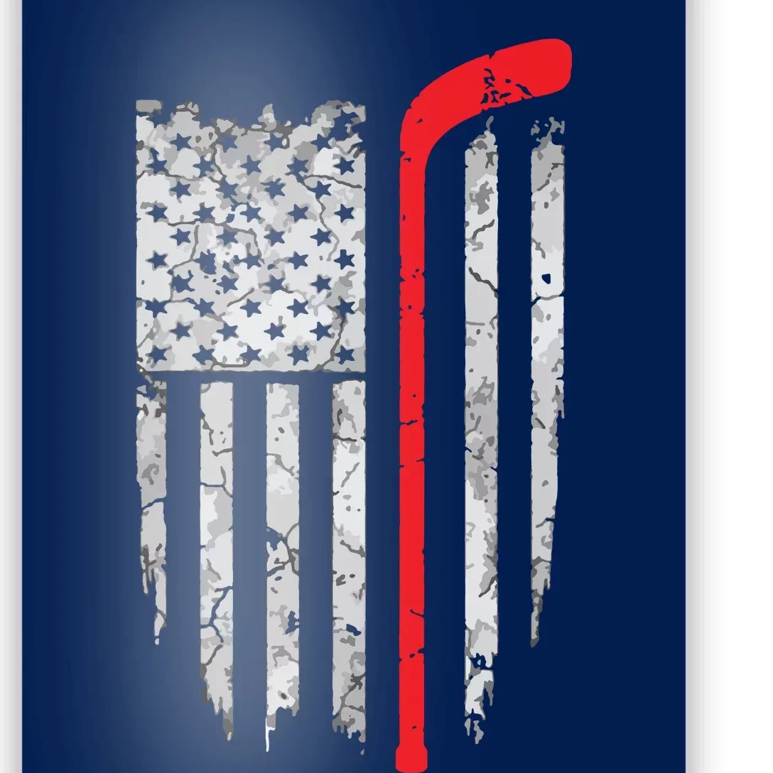 US Flag Patriotic American Hockey Player Ice Hockey Poster