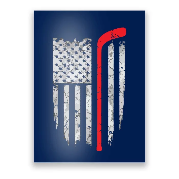 US Flag Patriotic American Hockey Player Ice Hockey Poster