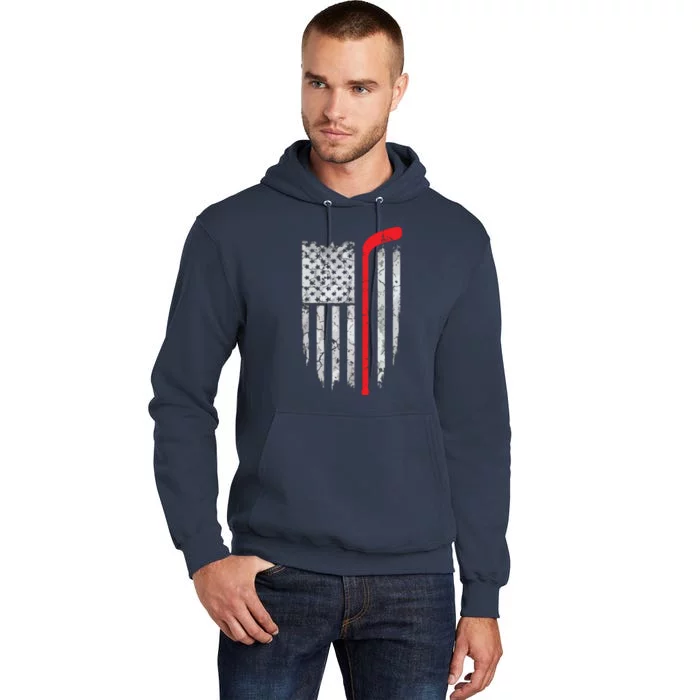 US Flag Patriotic American Hockey Player Ice Hockey Tall Hoodie