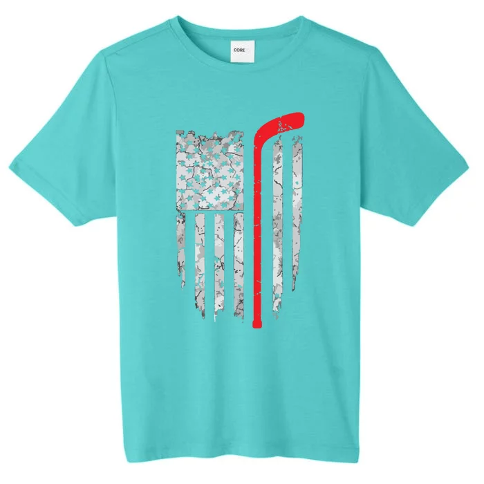 US Flag Patriotic American Hockey Player Ice Hockey ChromaSoft Performance T-Shirt