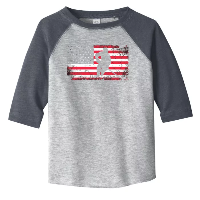 US Flag Patriotic American Hockey Player Ice Hockey Toddler Fine Jersey T-Shirt