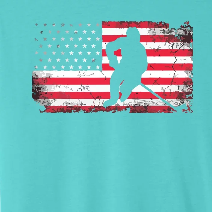 US Flag Patriotic American Hockey Player Ice Hockey ChromaSoft Performance T-Shirt