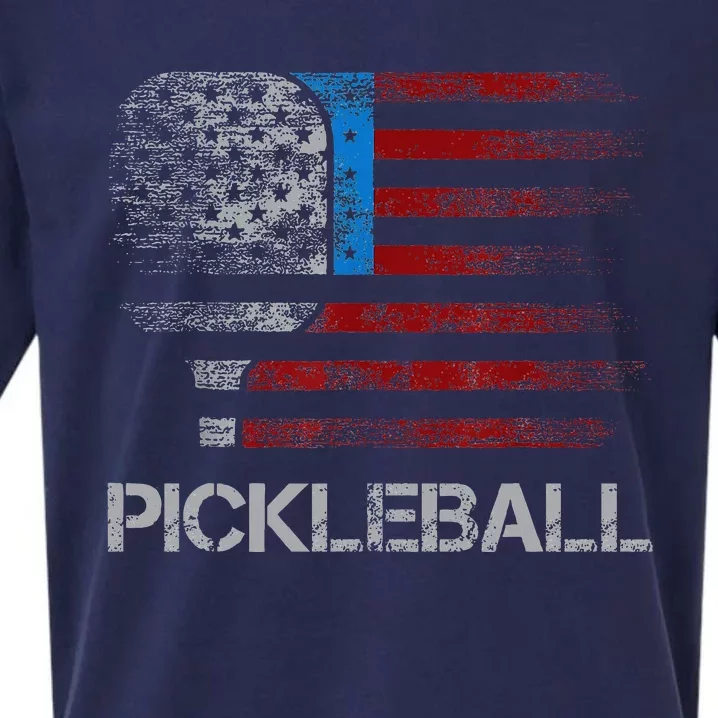 Us Flag Pickleball Player Paddleball Lover Sueded Cloud Jersey T-Shirt