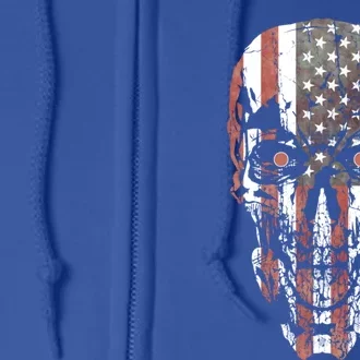 Usa Flag Patriotic America 4th Of July Skull Warrior Meaningful Gift Full Zip Hoodie