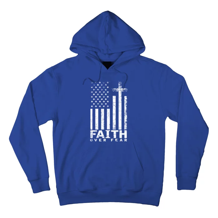 Usa Flag Patriotic American Gift Faith Over Fear Prayer Gift Hoodie