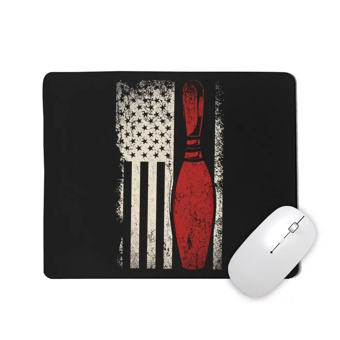 Usa Flag Patriotic American Bowler Gift Bowling Pins Bowling Cute Gift Mousepad