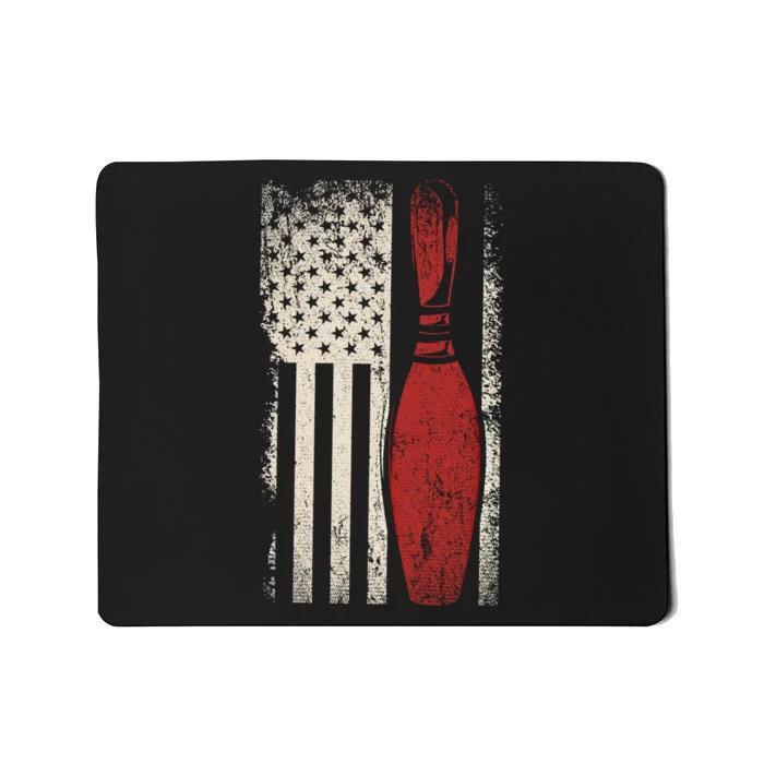 Usa Flag Patriotic American Bowler Gift Bowling Pins Bowling Cute Gift Mousepad