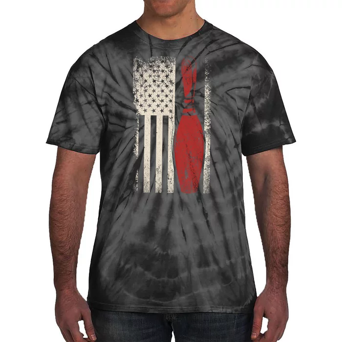 Usa Flag Patriotic American Bowler Gift Bowling Pins Bowling Cute Gift Tie-Dye T-Shirt