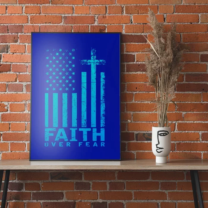 Usa Flag Patriotic American Gift Faith Over Fear Prayer Gift Poster