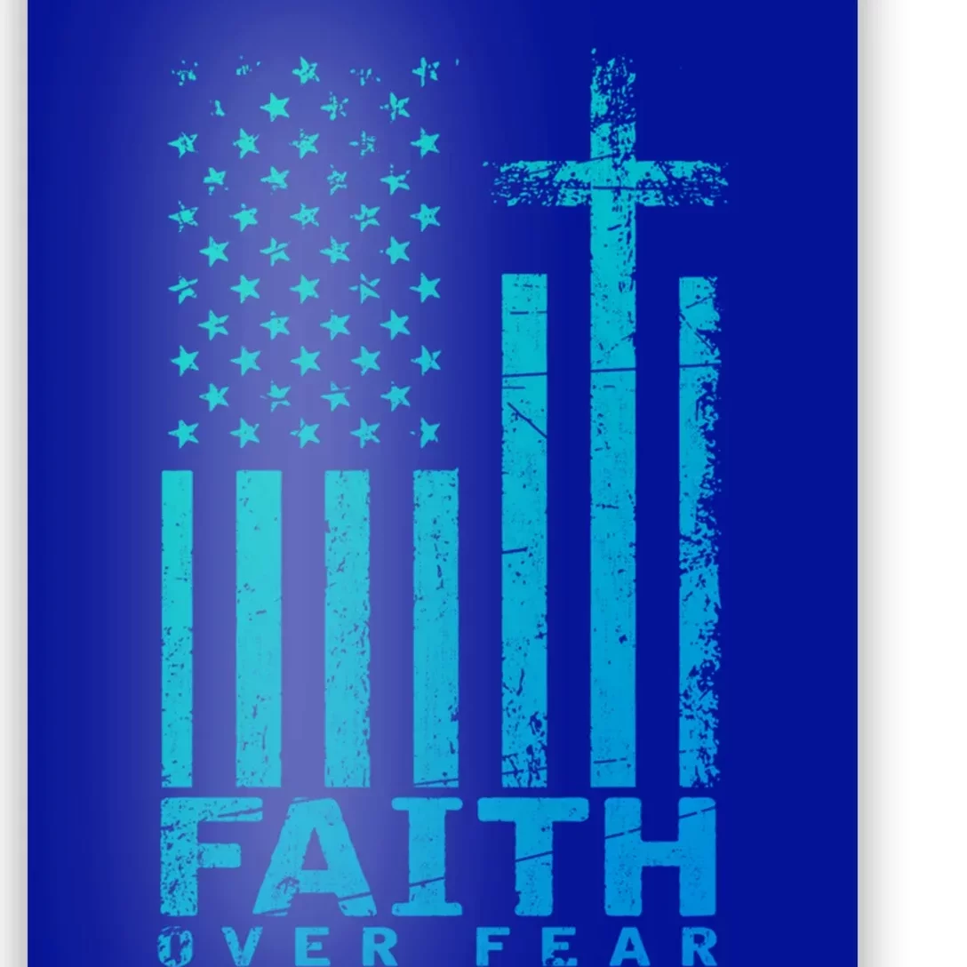 Usa Flag Patriotic American Gift Faith Over Fear Prayer Gift Poster