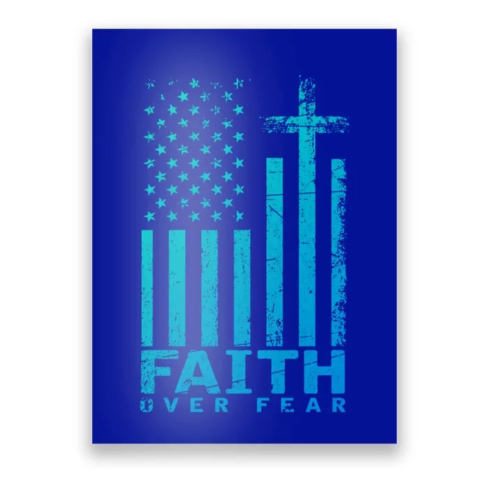 Usa Flag Patriotic American Gift Faith Over Fear Prayer Gift Poster