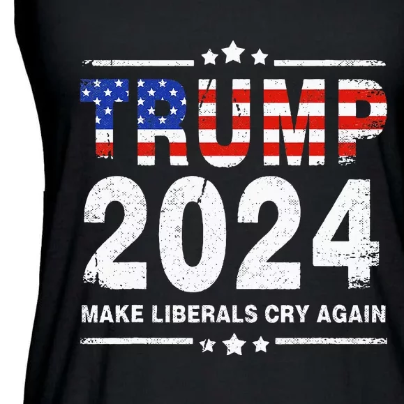 Usa Flag President Trump 2024 Make Liberals Cry Again Ladies Essential Flowy Tank