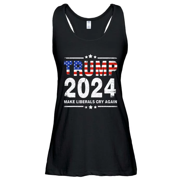 Usa Flag President Trump 2024 Make Liberals Cry Again Ladies Essential Flowy Tank