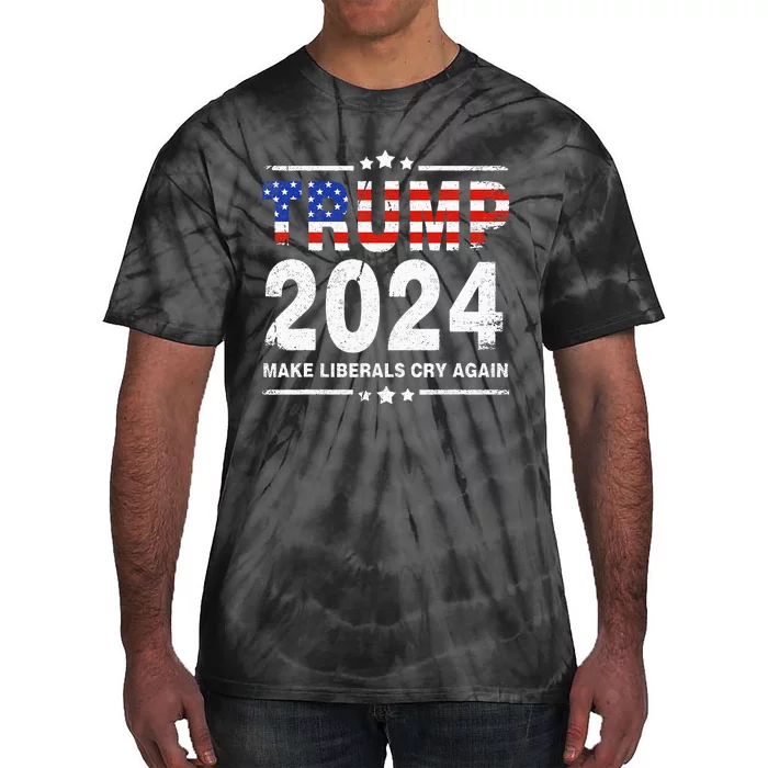 Usa Flag President Trump 2024 Make Liberals Cry Again Tie-Dye T-Shirt