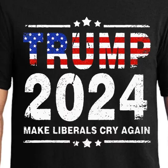 USA Flag President Trump 2024 Make Liberals Cry Again Funny Pajama Set