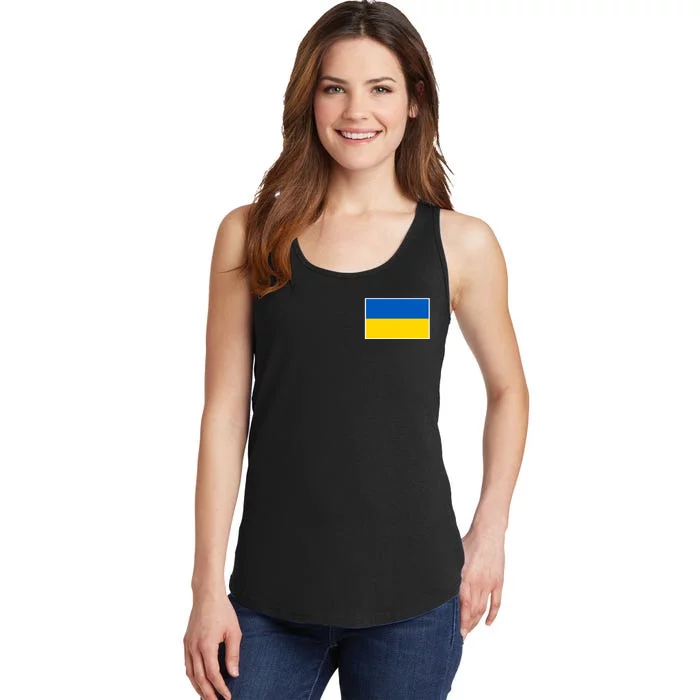 Ukraine Flag Pocket Logo Ukrainian National Colors Ladies Essential Tank