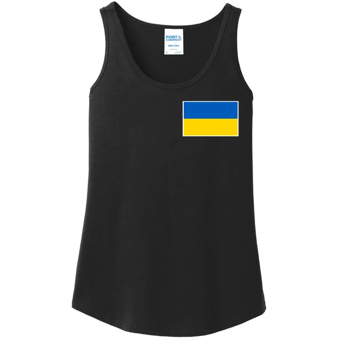 Ukraine Flag Pocket Logo Ukrainian National Colors Ladies Essential Tank