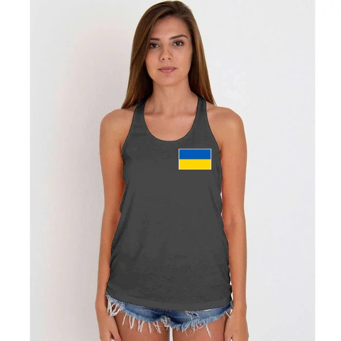 Ukraine Flag Pocket Logo Ukrainian National Colors Women's Knotted Racerback Tank