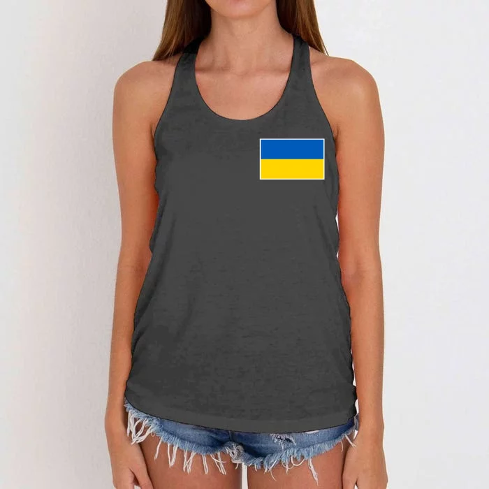 Ukraine Flag Pocket Logo Ukrainian National Colors Women's Knotted Racerback Tank