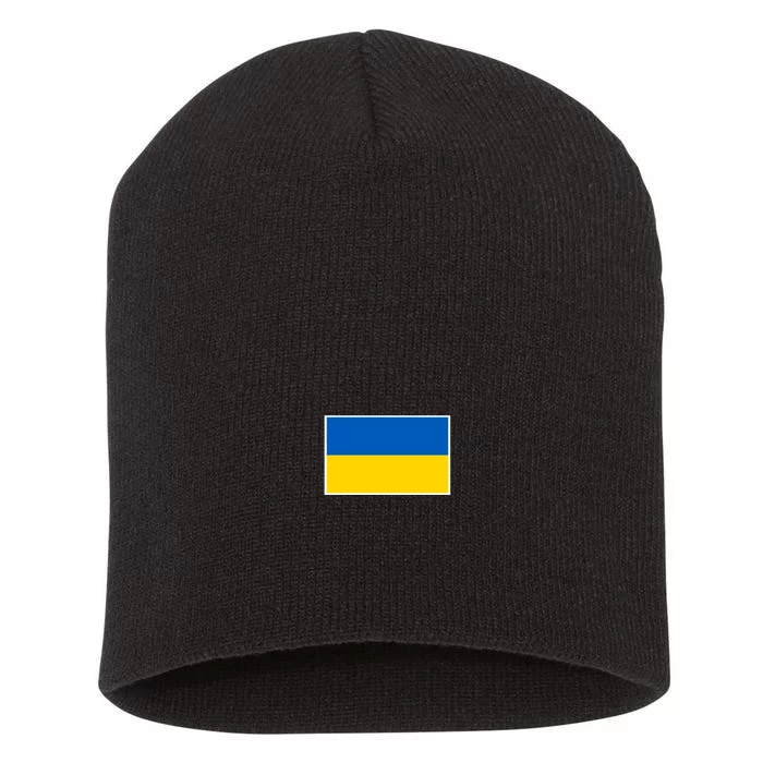 Ukraine Flag Pocket Logo Ukrainian National Colors Short Acrylic Beanie